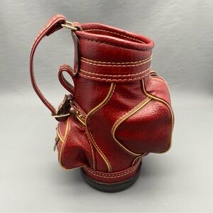 Vintage 11.5” Mini Golf Bag Den Caddy Storage Bin Wine Champagne Bottle Holder